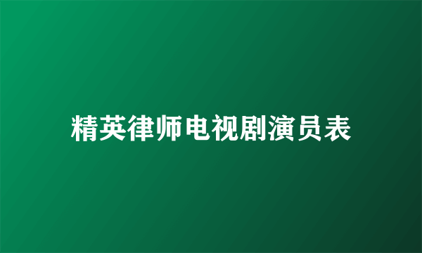 精英律师电视剧演员表