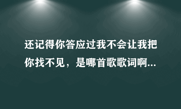 还记得你答应过我不会让我把你找不见，是哪首歌歌词啊？？？？？在线等