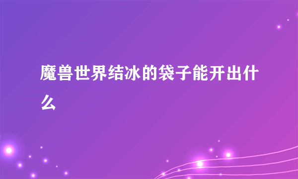 魔兽世界结冰的袋子能开出什么