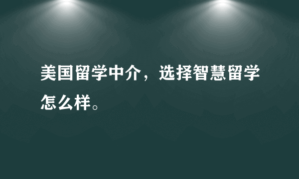 美国留学中介，选择智慧留学怎么样。