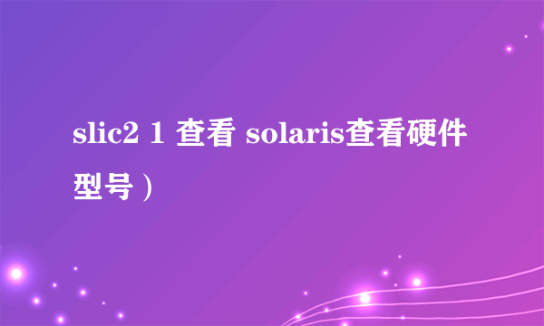 slic2 1 查看 solaris查看硬件型号）