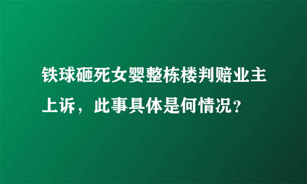 铁球砸死女婴整栋楼判赔业主上诉，此事具体是何情况？