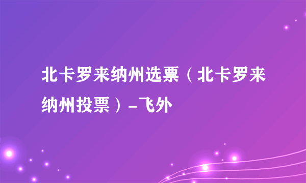 北卡罗来纳州选票（北卡罗来纳州投票）-飞外