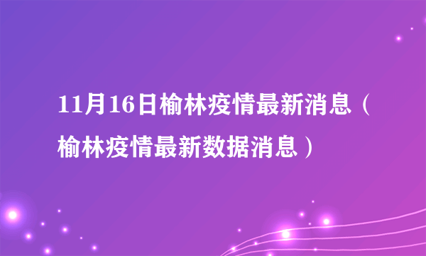 11月16日榆林疫情最新消息（榆林疫情最新数据消息）