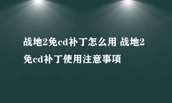 战地2免cd补丁怎么用 战地2免cd补丁使用注意事项