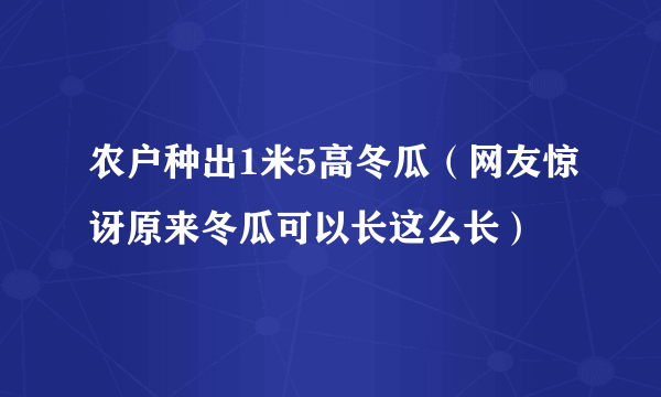 农户种出1米5高冬瓜（网友惊讶原来冬瓜可以长这么长）