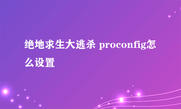 绝地求生大逃杀 proconfig怎么设置