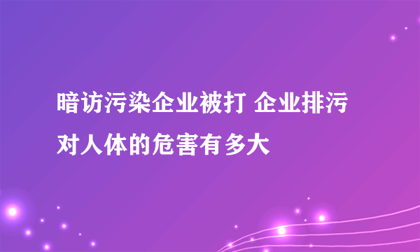 暗访污染企业被打 企业排污对人体的危害有多大