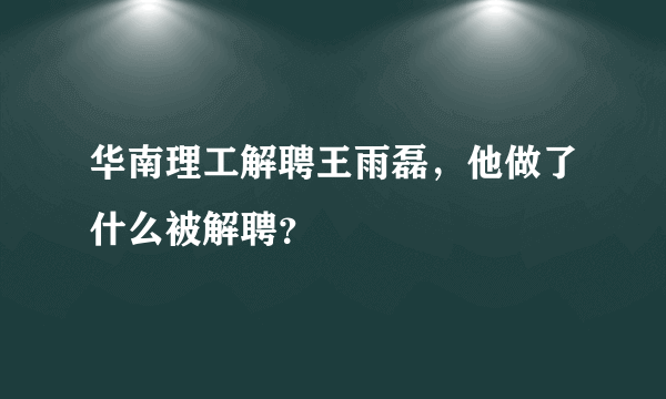 华南理工解聘王雨磊，他做了什么被解聘？