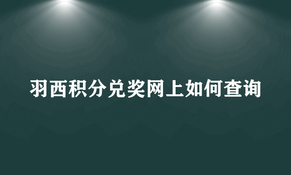 羽西积分兑奖网上如何查询