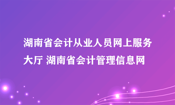 湖南省会计从业人员网上服务大厅 湖南省会计管理信息网