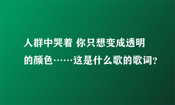 人群中哭着 你只想变成透明的颜色……这是什么歌的歌词？