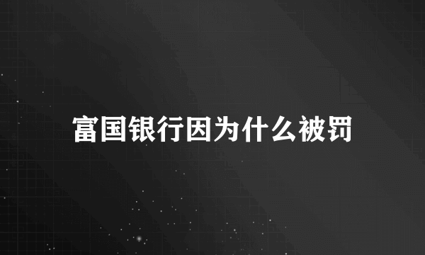 富国银行因为什么被罚