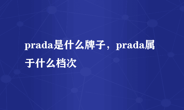 prada是什么牌子，prada属于什么档次