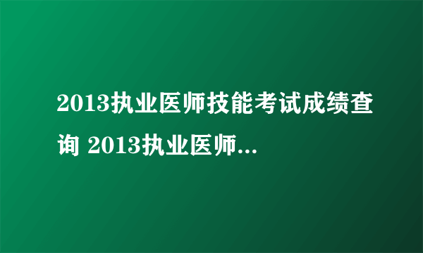 2013执业医师技能考试成绩查询 2013执业医师技能考试成绩查询入口官网