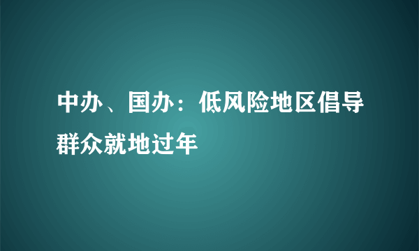 中办、国办：低风险地区倡导群众就地过年