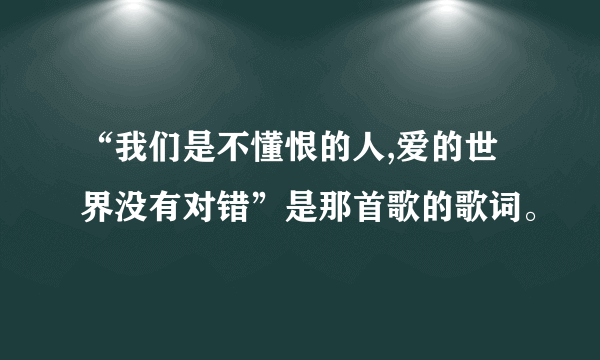 “我们是不懂恨的人,爱的世界没有对错”是那首歌的歌词。