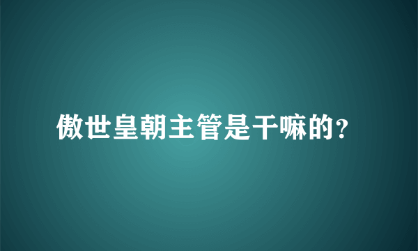 傲世皇朝主管是干嘛的？