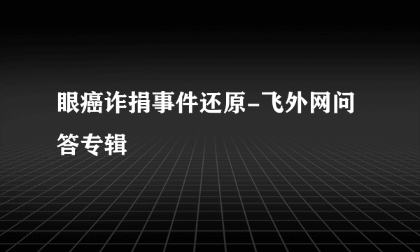 眼癌诈捐事件还原-飞外网问答专辑