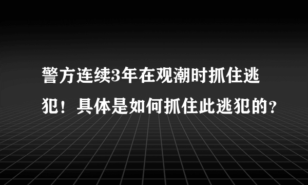 警方连续3年在观潮时抓住逃犯！具体是如何抓住此逃犯的？