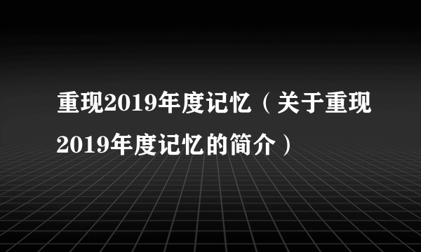 重现2019年度记忆（关于重现2019年度记忆的简介）