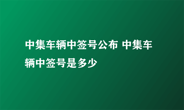 中集车辆中签号公布 中集车辆中签号是多少