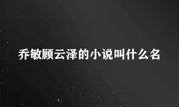 乔敏顾云泽的小说叫什么名