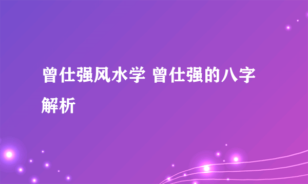 曾仕强风水学 曾仕强的八字解析