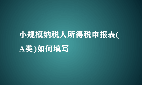 小规模纳税人所得税申报表(A类)如何填写