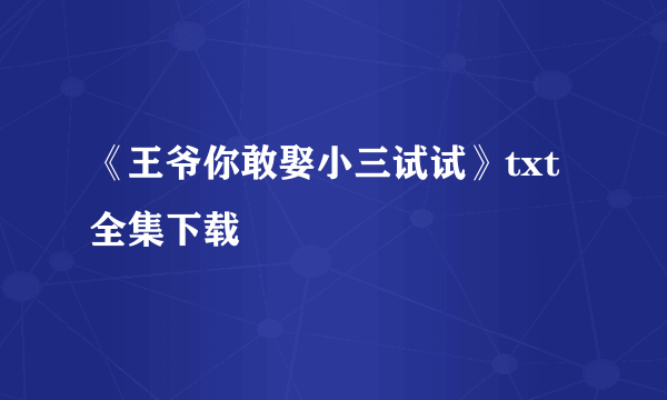 《王爷你敢娶小三试试》txt全集下载