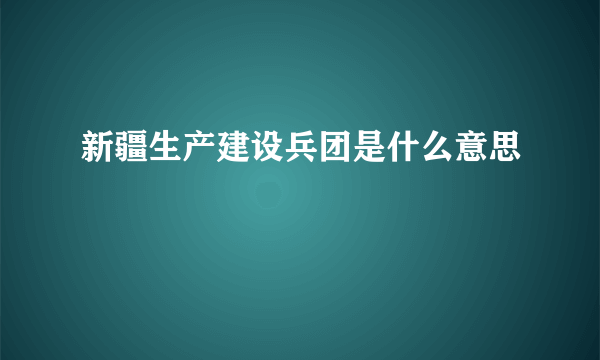 新疆生产建设兵团是什么意思