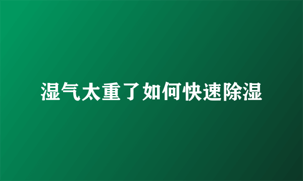 湿气太重了如何快速除湿