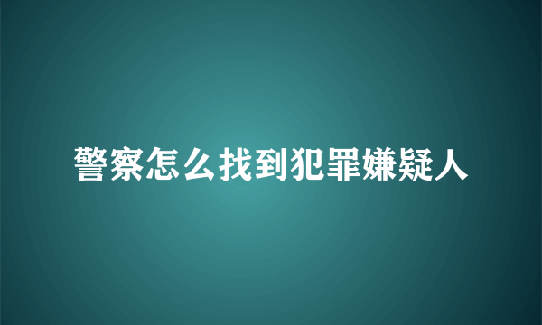 警察怎么找到犯罪嫌疑人