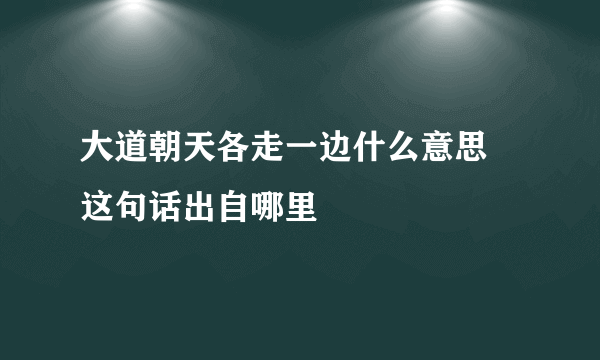 大道朝天各走一边什么意思 这句话出自哪里