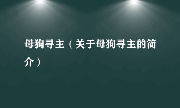 母狗寻主（关于母狗寻主的简介）