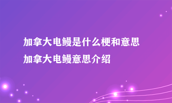 加拿大电鳗是什么梗和意思 加拿大电鳗意思介绍