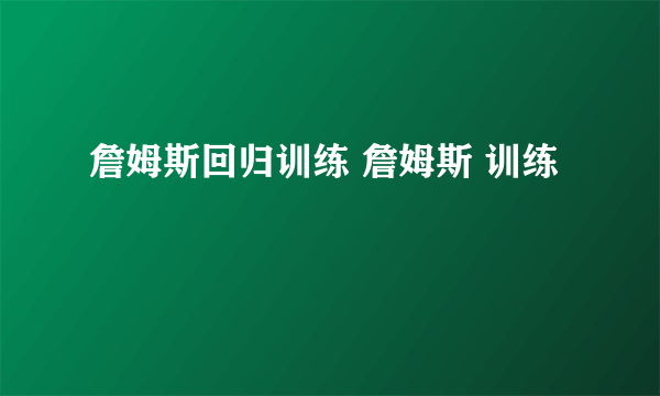 詹姆斯回归训练 詹姆斯 训练