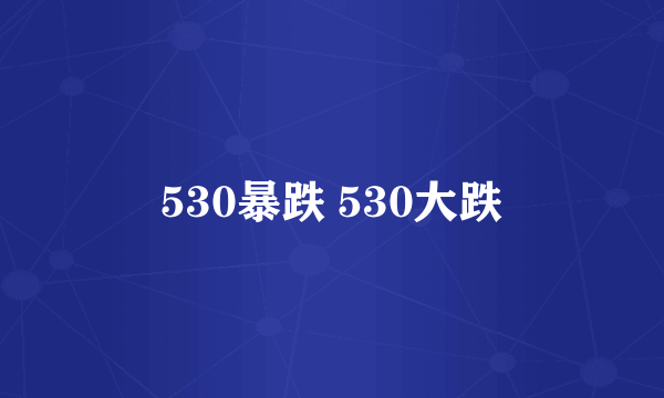 530暴跌 530大跌