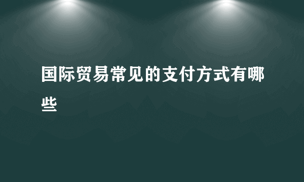 国际贸易常见的支付方式有哪些