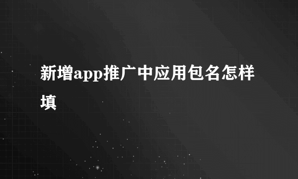 新增app推广中应用包名怎样填