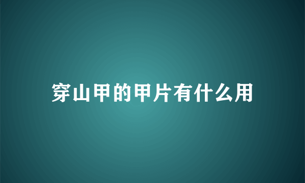 穿山甲的甲片有什么用