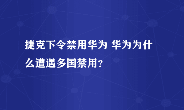 捷克下令禁用华为 华为为什么遭遇多国禁用？