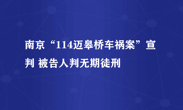 南京“114迈皋桥车祸案”宣判 被告人判无期徒刑