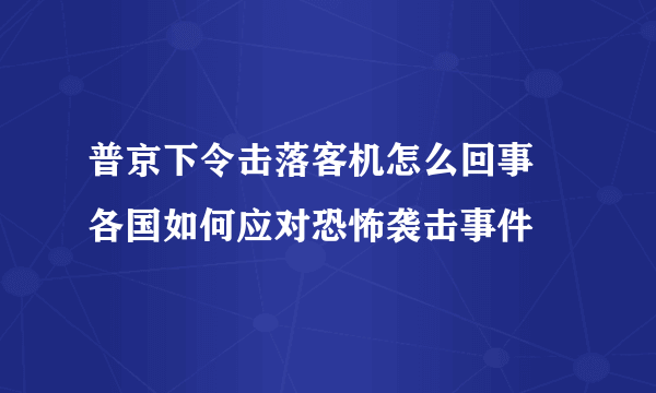 普京下令击落客机怎么回事 各国如何应对恐怖袭击事件