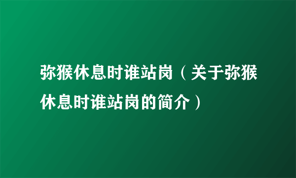 弥猴休息时谁站岗（关于弥猴休息时谁站岗的简介）