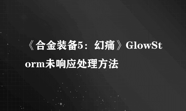 《合金装备5：幻痛》GlowStorm未响应处理方法