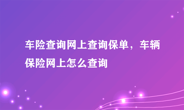 车险查询网上查询保单，车辆保险网上怎么查询