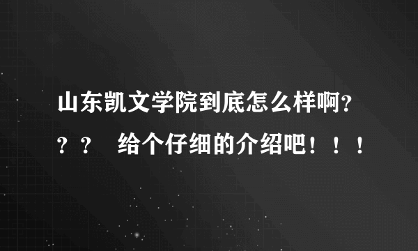 山东凯文学院到底怎么样啊？？？  给个仔细的介绍吧！！！