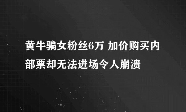 黄牛骗女粉丝6万 加价购买内部票却无法进场令人崩溃