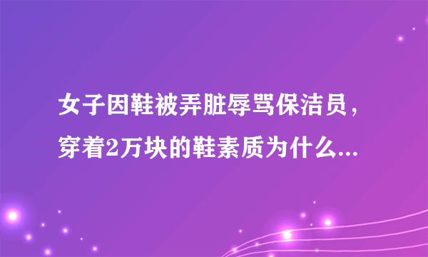 女子因鞋被弄脏辱骂保洁员，穿着2万块的鞋素质为什么提不上来？